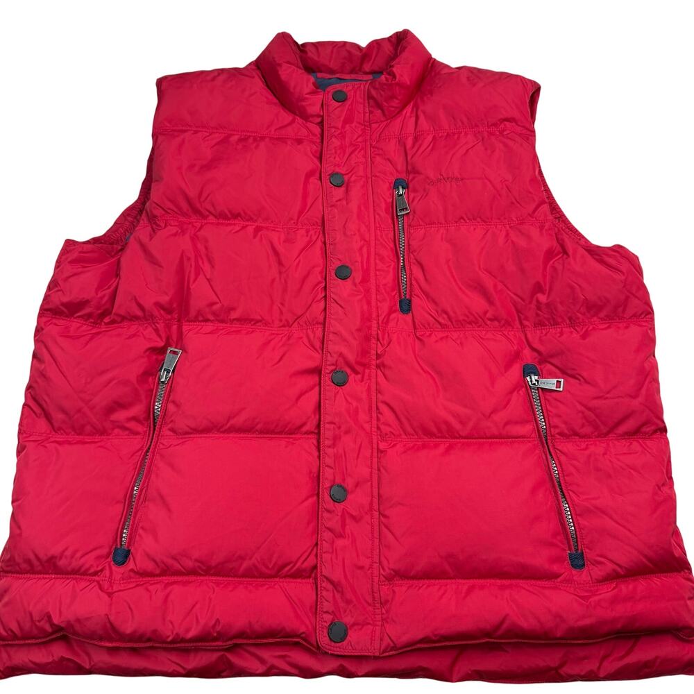 Orvis Mens Duck Down Vest Red Puffer Size XL Quilted Padded Bodywarmer